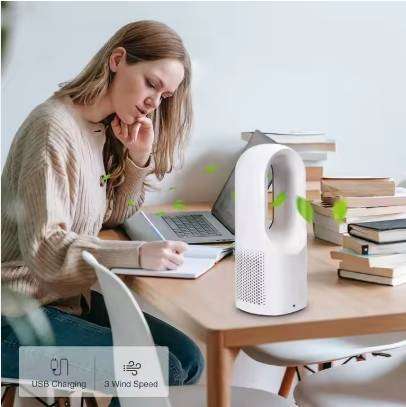 Small Quiet Electric Bladeless Fan Household Use for Air Cooling With Low Noise