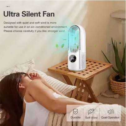 Small Quiet Electric Bladeless Fan Household Use for Air Cooling With Low Noise