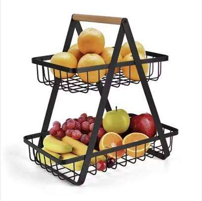 2 Tier Fruit and Vegetable Basket Metal Wire Fruit Storage Basket