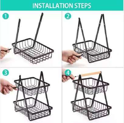 2 Tier Fruit and Vegetable Basket Metal Wire Fruit Storage Basket