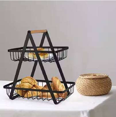 2 Tier Fruit and Vegetable Basket Metal Wire Fruit Storage Basket