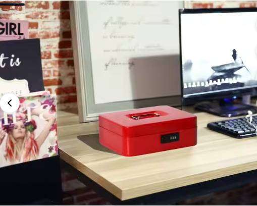 Durable Metal Cash Box With Code Lock Portable Money Box With Handle