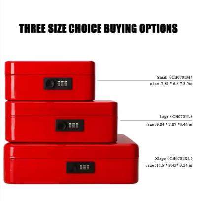 Durable Metal Cash Box With Code Lock Portable Money Box With Handle