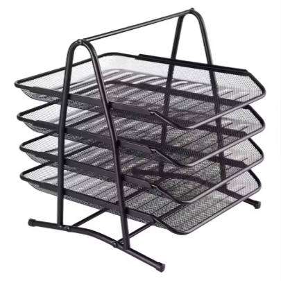 4-Tier Metal Wire Mesh Desk Organizer A4 Document & File Tray