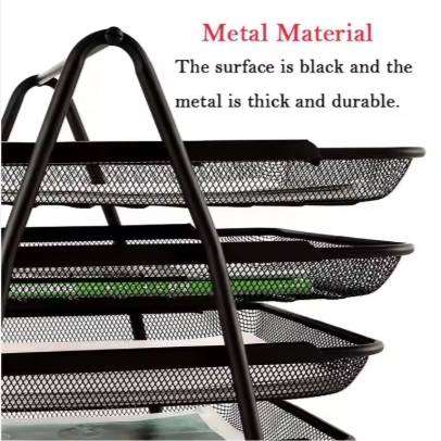 4-Tier Metal Wire Mesh Desk Organizer A4 Document & File Tray