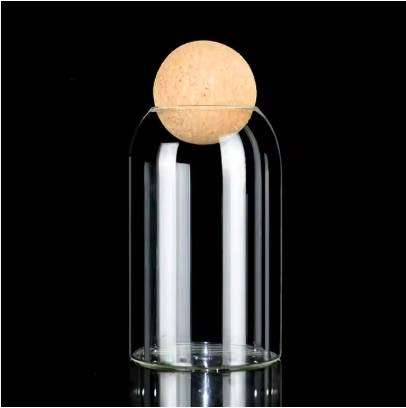 Glass Storage Tank for Sugar Salt Tea Coffee Cork Ball Stopper Lid for Food Use