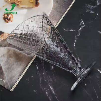 Diamond High Footed Glass Ice Cream Dessert Dish Glass 4pcs