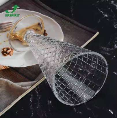 Diamond High Footed Glass Ice Cream Dessert Dish Glass 4pcs