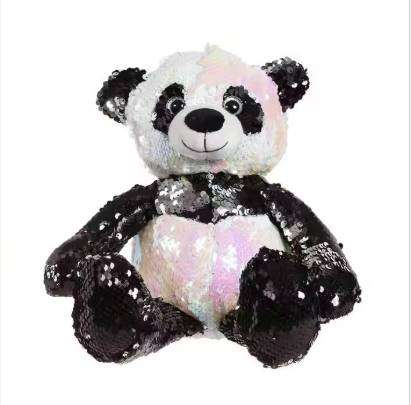 Reversible Sequin Fabric Panda Plush Toy Doll
