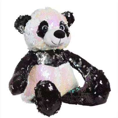 Reversible Sequin Fabric Panda Plush Toy Doll