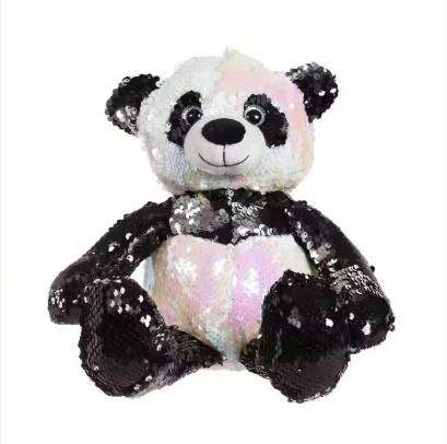 Reversible Sequin Fabric Panda Plush Toy Doll