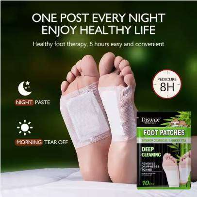 Natural Health Bamboo Charcoal Green Tea 10 Pad Foot Patch for Good Sleeping skin care