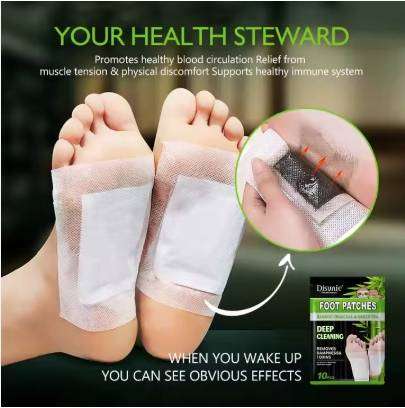 Natural Health Bamboo Charcoal Green Tea 10 Pad Foot Patch for Good Sleeping skin care