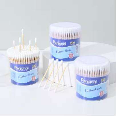 Double Head Plastic Stick Bamboo Cotton Swabs for Makeup Removal
