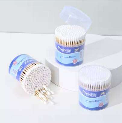 Double Head Plastic Stick Bamboo Cotton Swabs for Makeup Removal