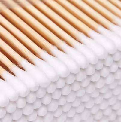 Double Head Plastic Stick Bamboo Cotton Swabs for Makeup Removal