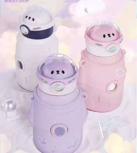 500ml Drinking Space Astronauts Bear Stainless Steel Water Bottles Portable Cute Cartoon Sports Gym