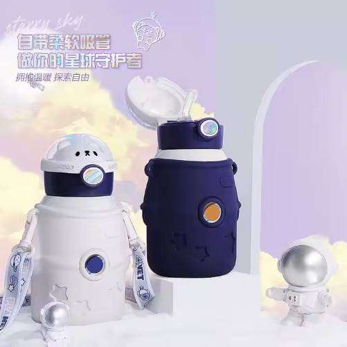 500ml Drinking Space Astronauts Bear Stainless Steel Water Bottles Portable Cute Cartoon Sports Gym
