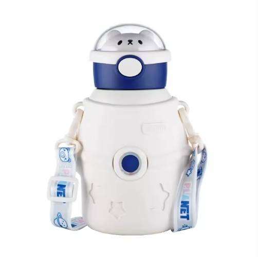 500ml Drinking Space Astronauts Bear Stainless Steel Water Bottles Portable Cute Cartoon Sports Gym