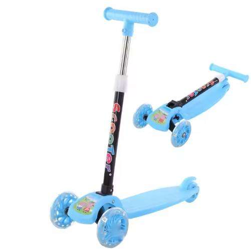 Foldable Folding Kids Kick Pedal Scooter for Kids 3 Wheel With Rubber Wheels Light