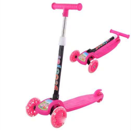 Foldable Folding Kids Kick Pedal Scooter for Kids 3 Wheel With Rubber Wheels Light