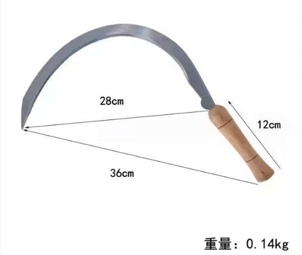 Serrated Scythe Curved Blade Grass Cutting Scythe Short Handle