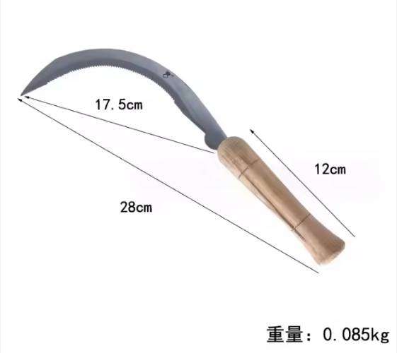 Serrated Scythe Curved Blade Grass Cutting Scythe Short Handle