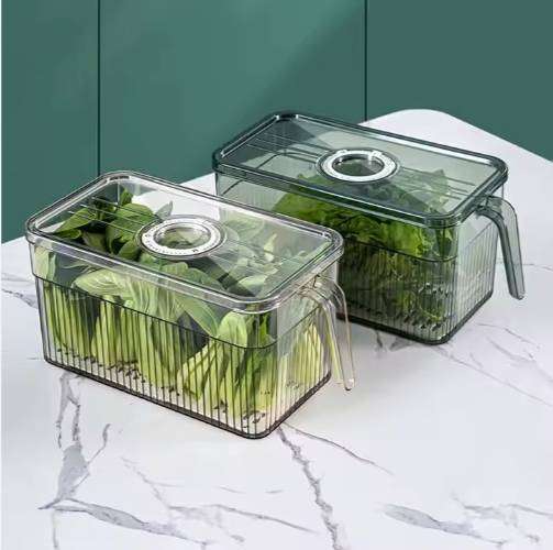 Plastic Refrigerator Storage Box Kitchen Food Fresh Storage Bin Fridge Storage Container With Handle
