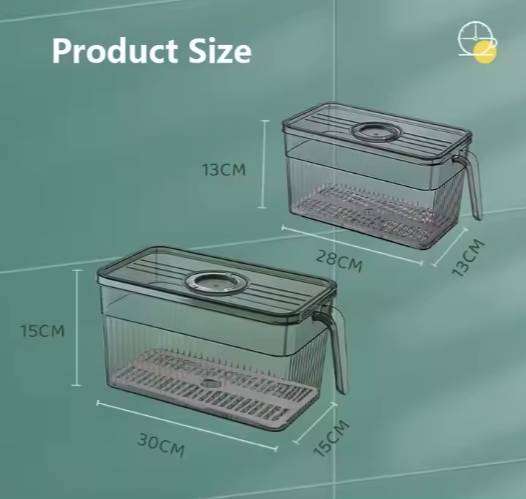Plastic Refrigerator Storage Box Kitchen Food Fresh Storage Bin Fridge Storage Container With Handle