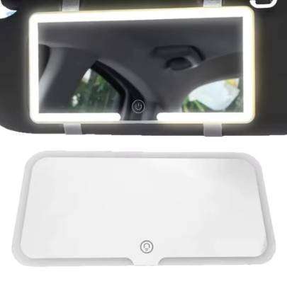 Portable LED Touch Light Makeup Mirror Three-color HD Car Visor Led Mirror