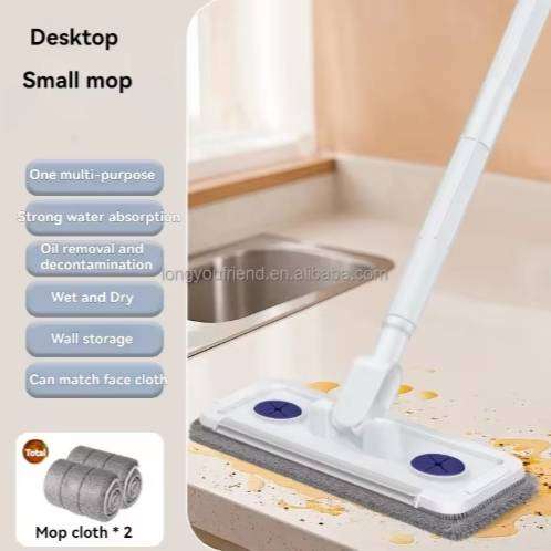 Portable Self-Squeezing Mini Mop 360 Degree Rotating Desktop Mini Sponge Mop Multi-Function