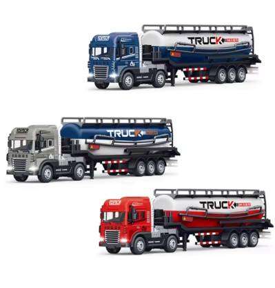 Kids Alloy Diecast Model Truck Toys Metal Friction Trailer Simulation Toys With Sound Light