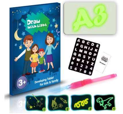 Magnetic Drawing Board Glow in Dark with Light - Drawing Tablet, LCD Writing Tablet for Kids