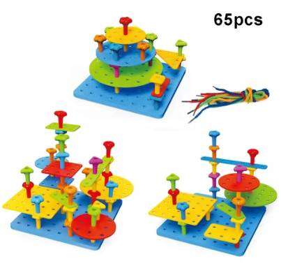 Creative Educational Toy Montessori Pegboard Kit Colorful Geometric Pegs Bricks Fine Motor Skills