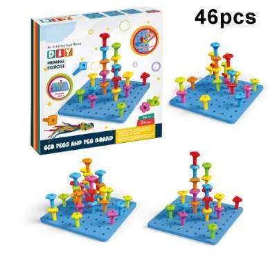 Creative Educational Toy Montessori Pegboard Kit Colorful Geometric Pegs Bricks Fine Motor Skills