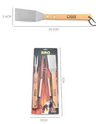 BBQ Stainless Steel Grill Three Sets Wooden Handle Fork Mini Shovel Clip