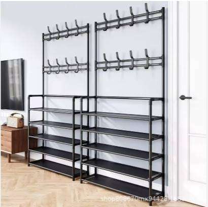Household Shoe Organizer Adjustable Shelves Durable Black Rack Ideal for Living Room Tidy