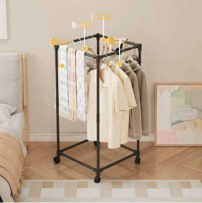 Clothes Rail On Wheels Metal Clothing Garment Stand Wardrobe Rack Display