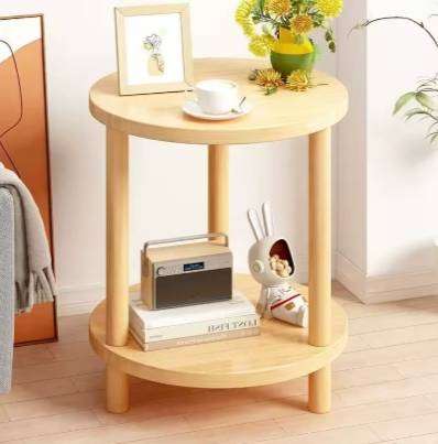 Modern Cream-Style Double-Layer Small Coffee Table Creative Round Design