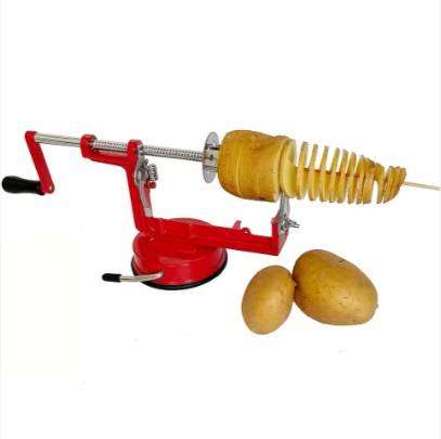 Red Spiral Twisted Stainless Steel Tornado Potato Cutter with Powerful Suction Base