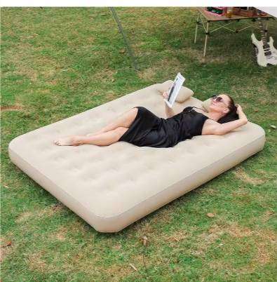 Flocked Inflatable Bed Camping Air Mattress With Built-In Pump Inflatable Air Mattress