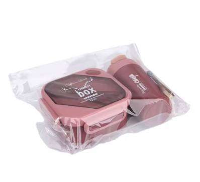 Plastic square Lunch Box with Drinking Cup Set