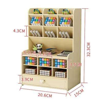 Wooden Desktop Organizer for Home Office Pencil Holder and Pen Holder with Calendar Stationery & Art