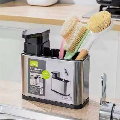 Durable Kitchen Bathroom Gadget Esay Clean Stainless Steel Sponge Holder Organizer Container Storage
