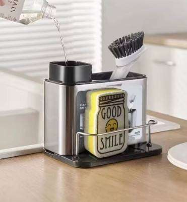 Durable Kitchen Bathroom Gadget Esay Clean Stainless Steel Sponge Holder Organizer Container Storage