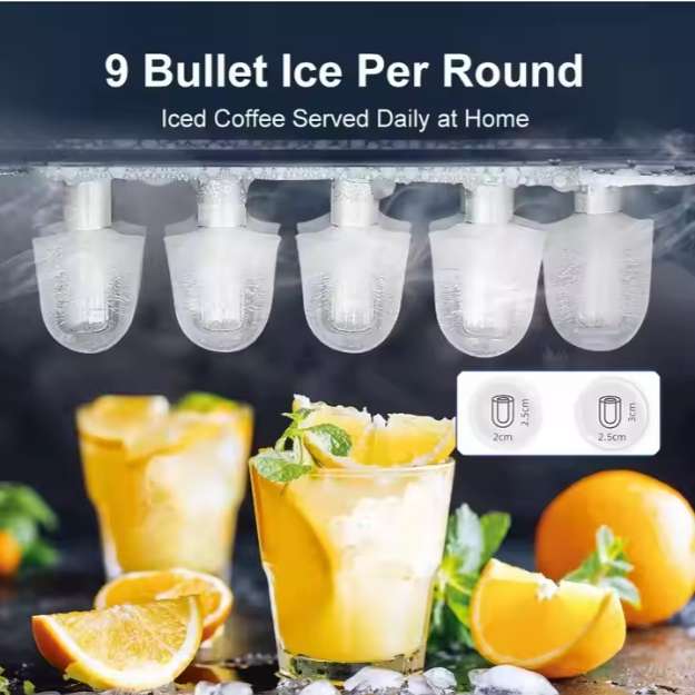 Fast Ice Maker Bullet Ice 12KG Ice Machine Stainless Steel