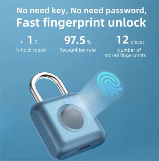Standalone Fingerprint Rechargeable Padlock with LED Indicator