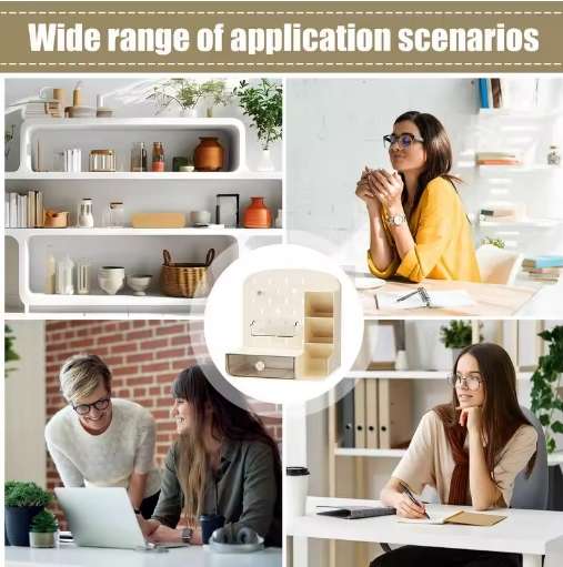 Desk Stationary Organizer Multifunctional With Drawer And Pen Holder