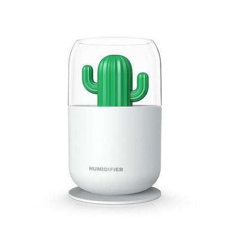 USB Mini Ultrasonic Cactus Plant Air Humidifier With Night Light 300ml