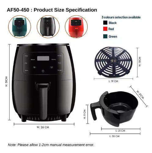 Food essentials and family helpers Smart Air Fryer Oil Free Electric Fryer 6L Large Capacity